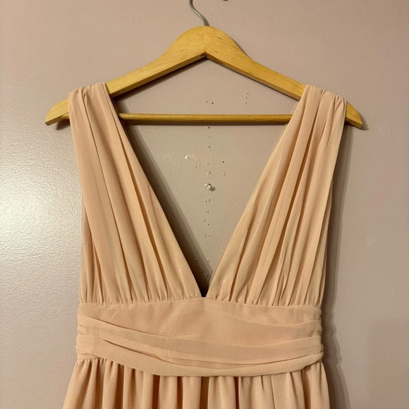 Lulus Chiffon Full Length Maxi Dress Champagne Size S - Picture 4 of 8